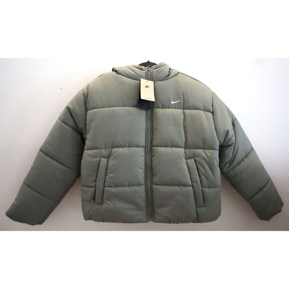 Nike FZ5899-321 Women's Sz M Lt Green Therma-FIT Loose Hooded Puffer Jacket - Picture 1 of 11